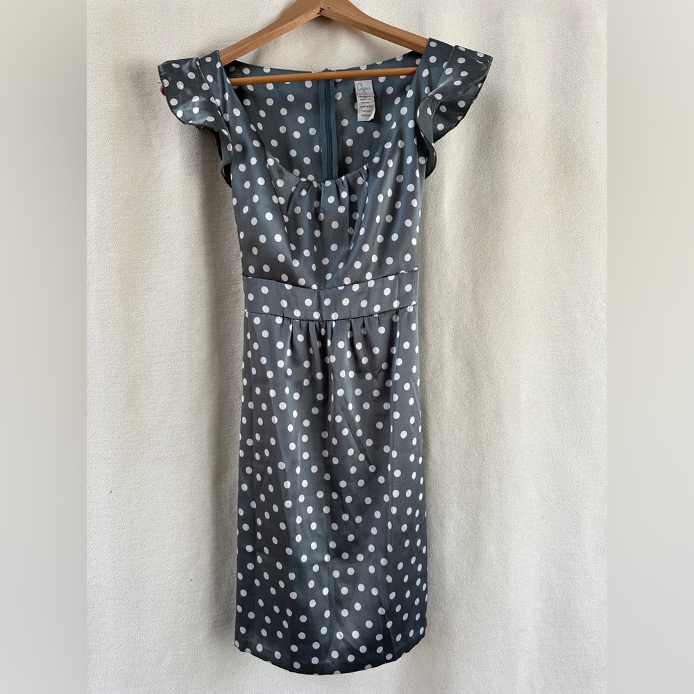 AQUA Ruffle Cap Sleeve Polka Dot Baby Doll Dress | Size Medium